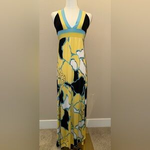 Charlotte Russe Yellow and Black Floral Halter Dress
